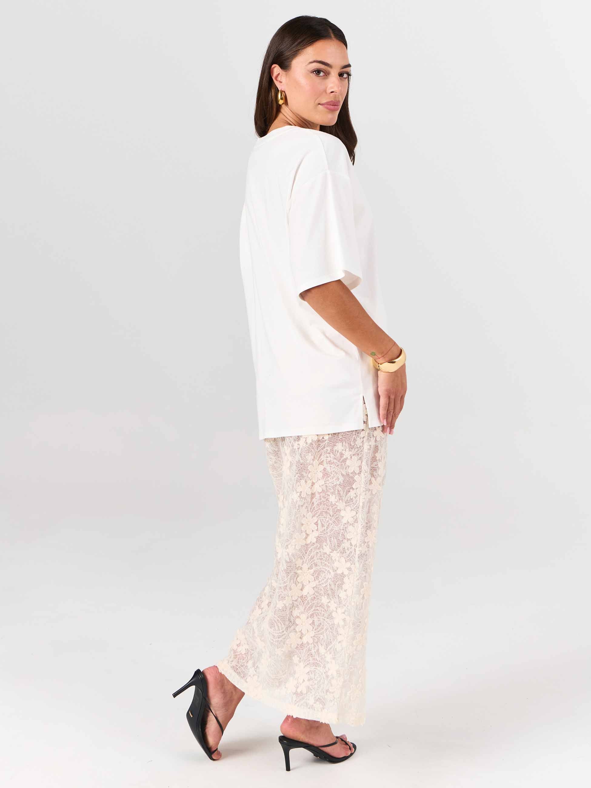 Oversized Pima Cotton Tee - Soft White - Image 6