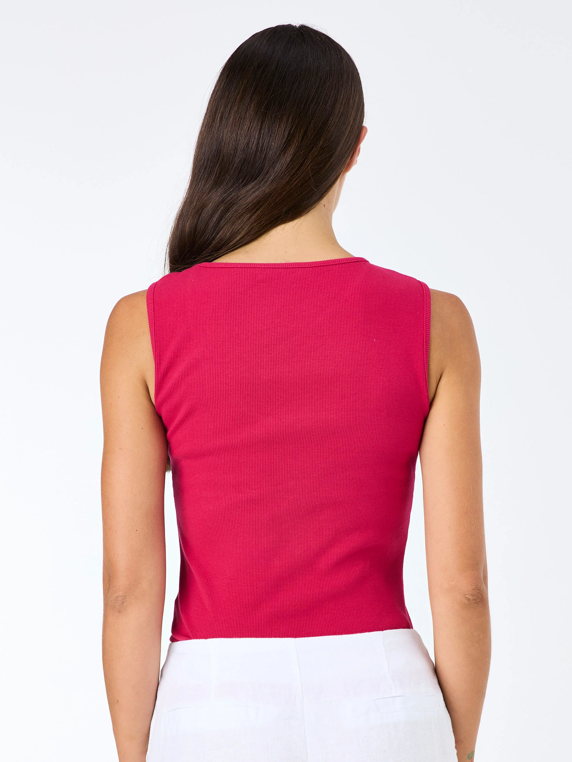 Riva Rib Tank - Cerise - Image 2