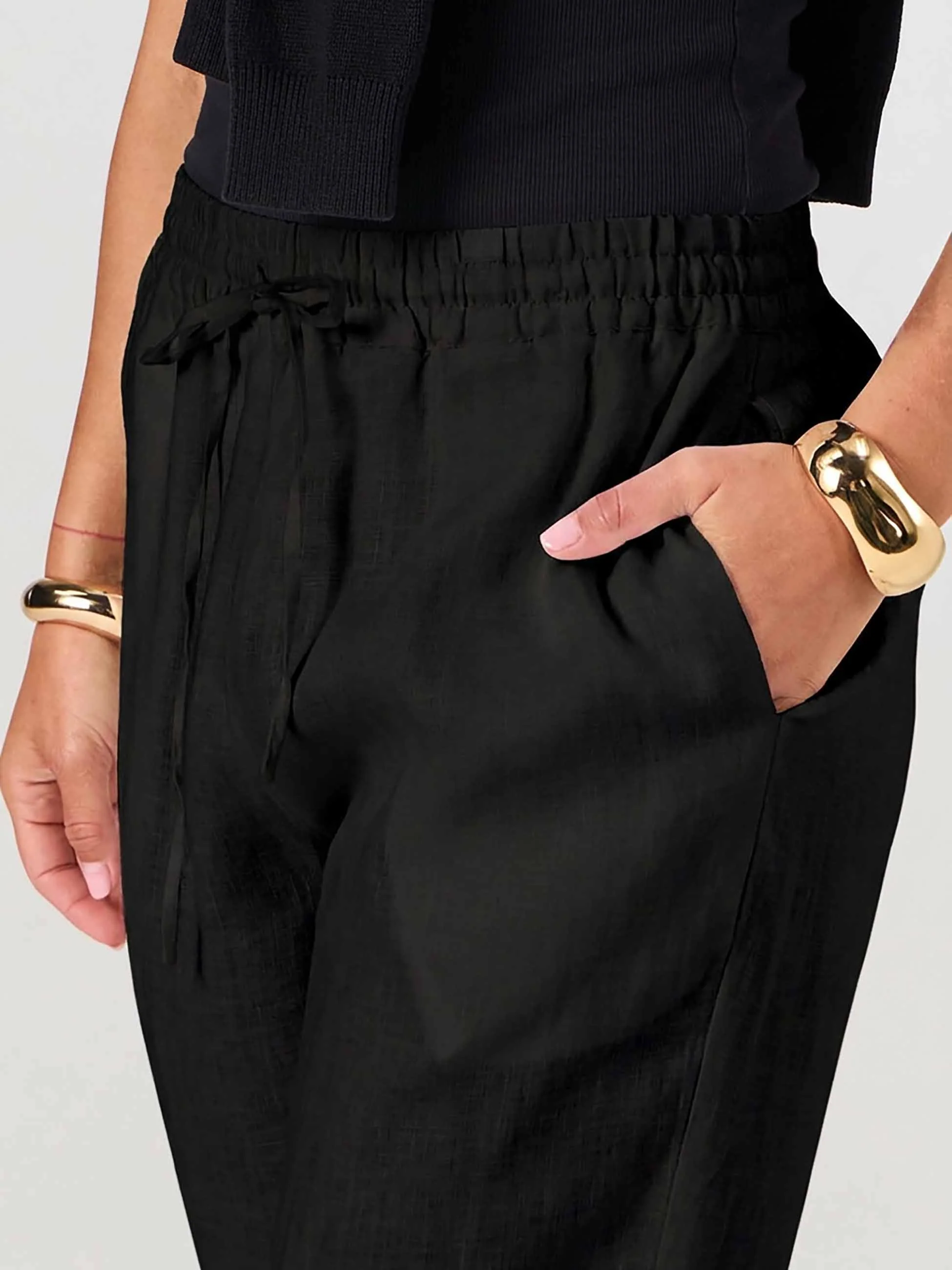 Sasha Linen Pants - Black - Image 7