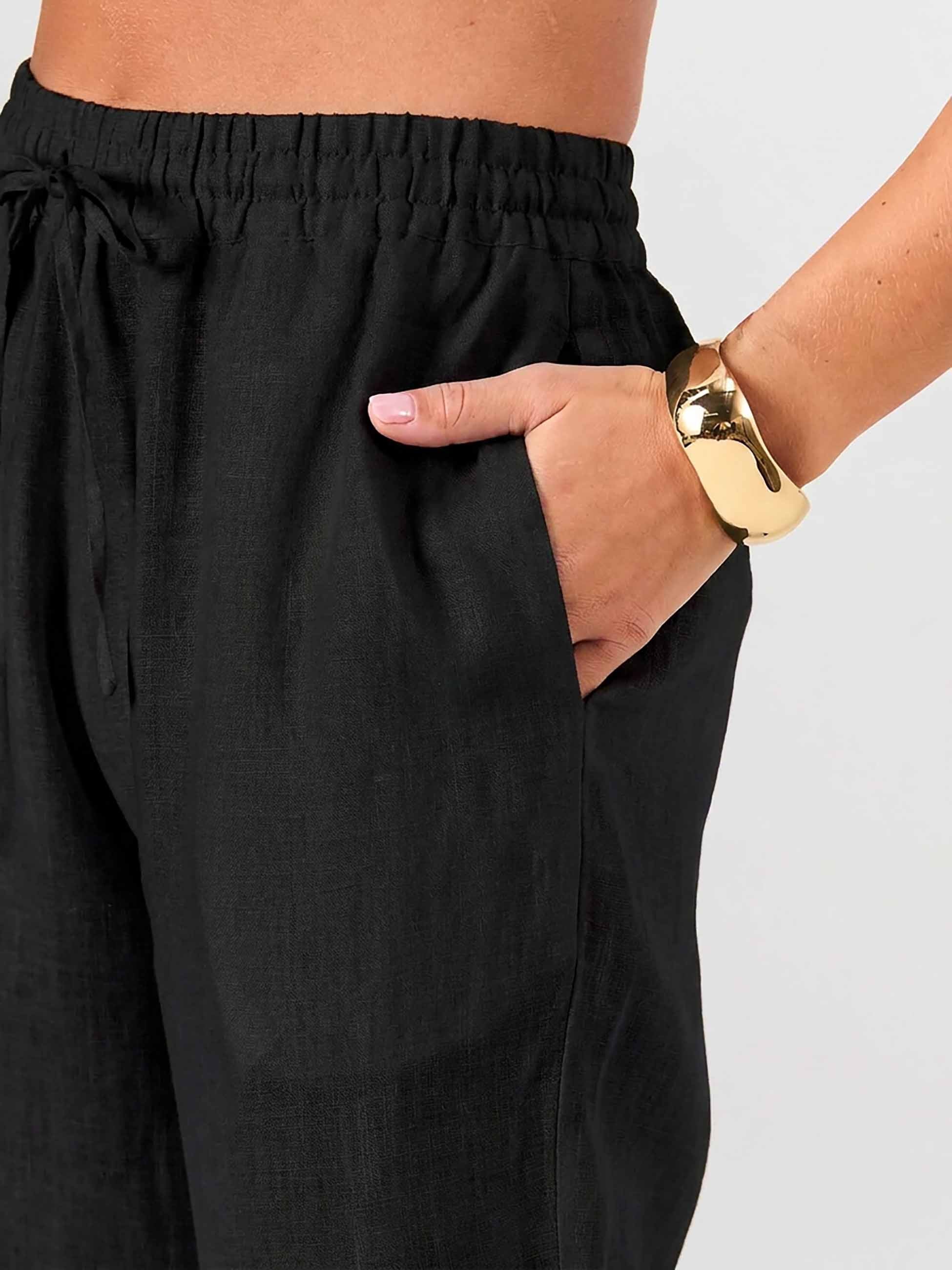 Sasha Linen Pants - Black - Image 8