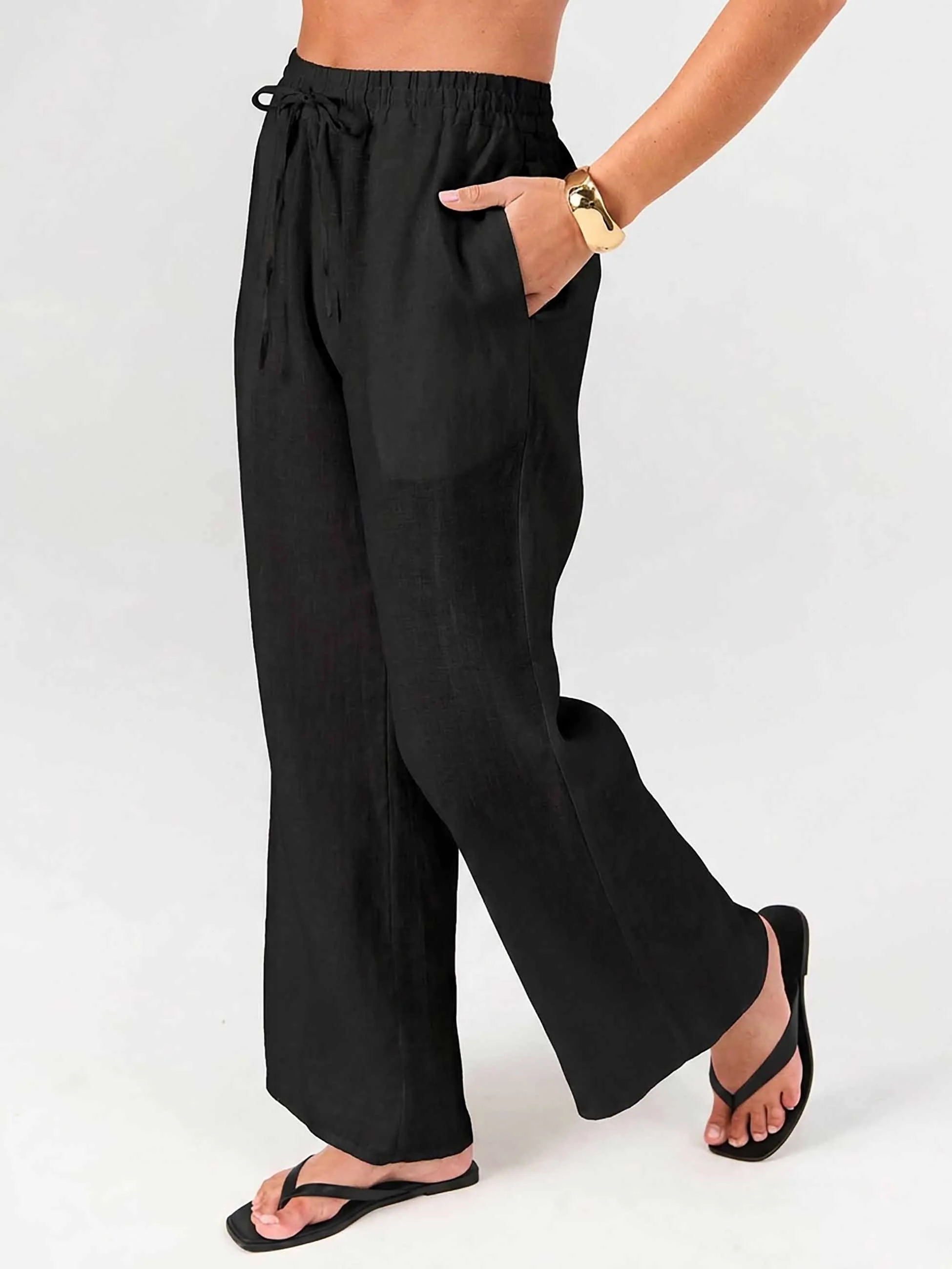 Sasha Linen Pants - Black - Image 9