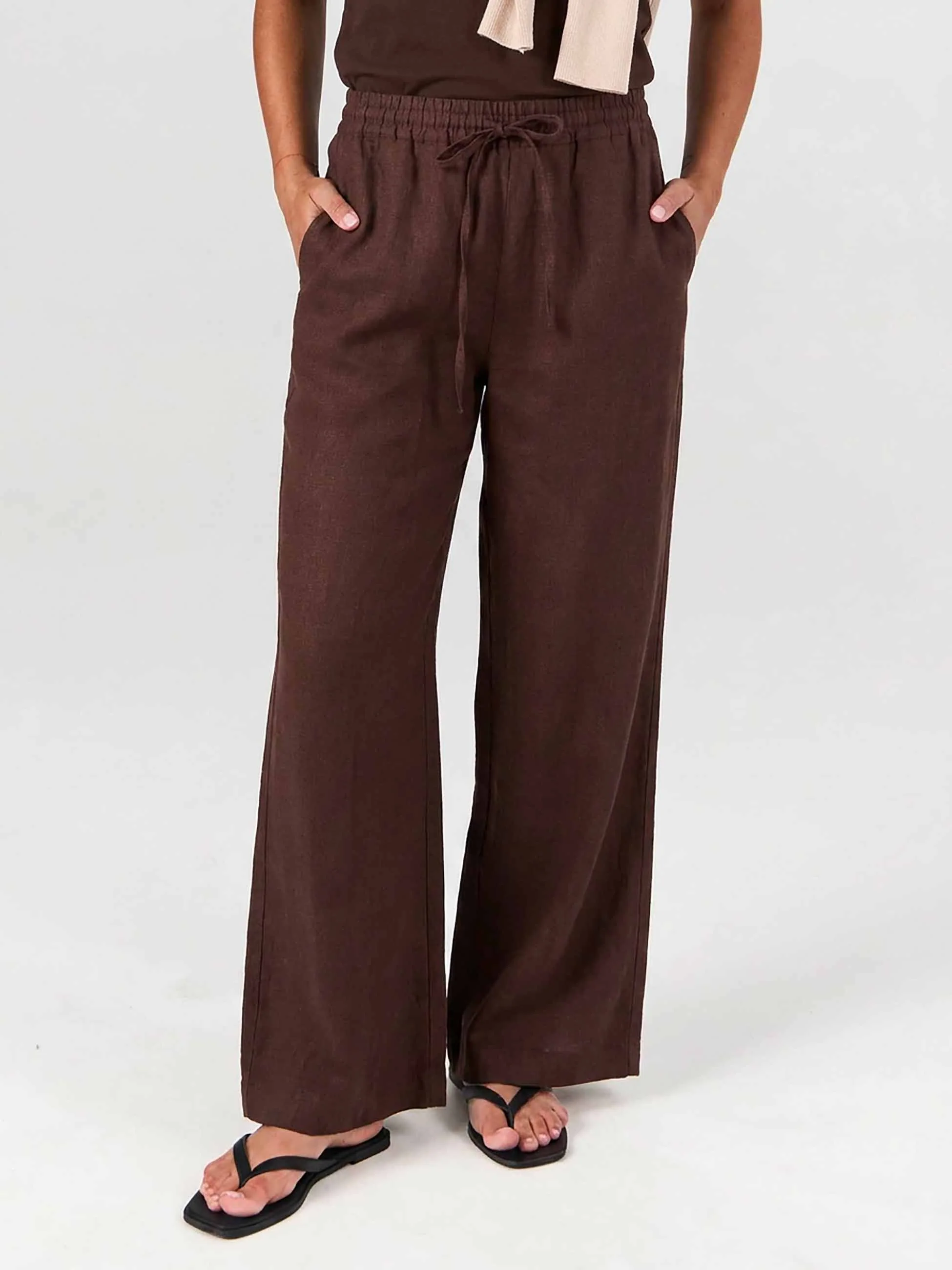 Sasha Linen Pants - Mocha - Image 3