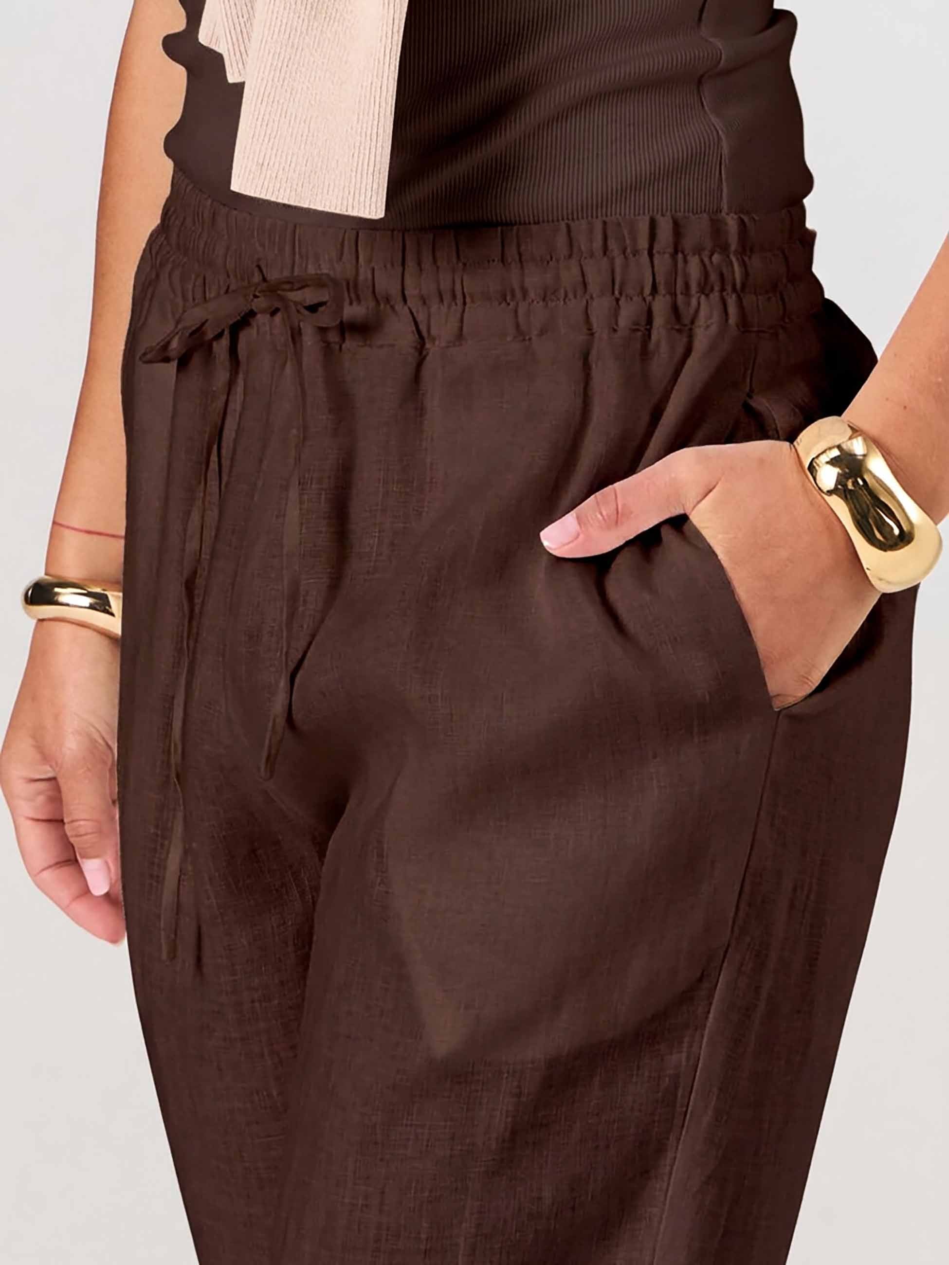 Sasha Linen Pants - Mocha - Image 4