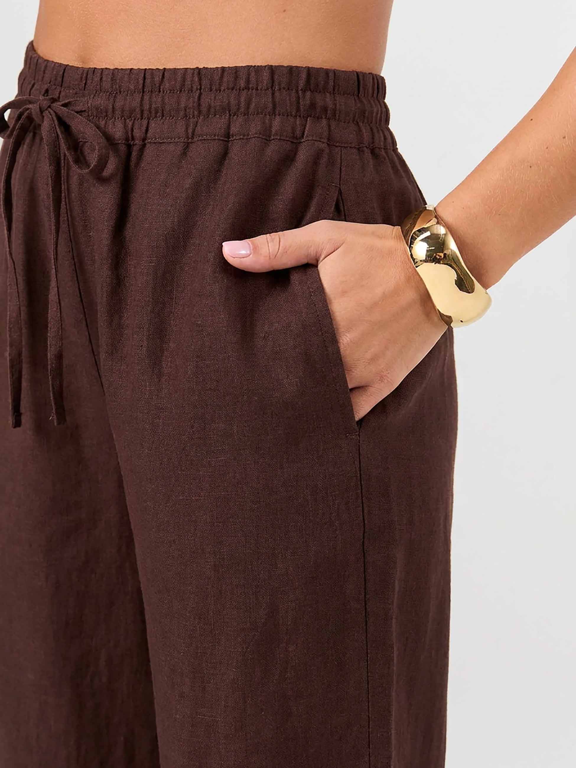 Sasha Linen Pants - Mocha - Image 6