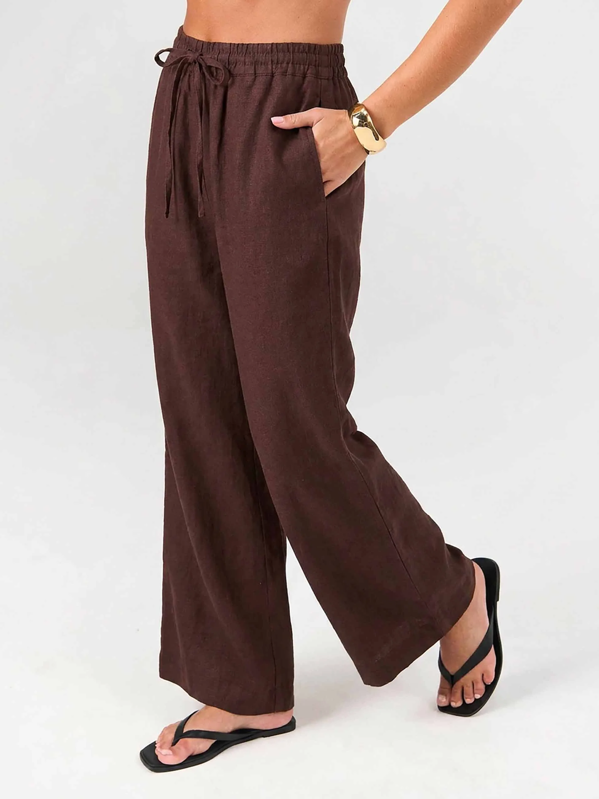 Sasha Linen Pants - Mocha - Image 7