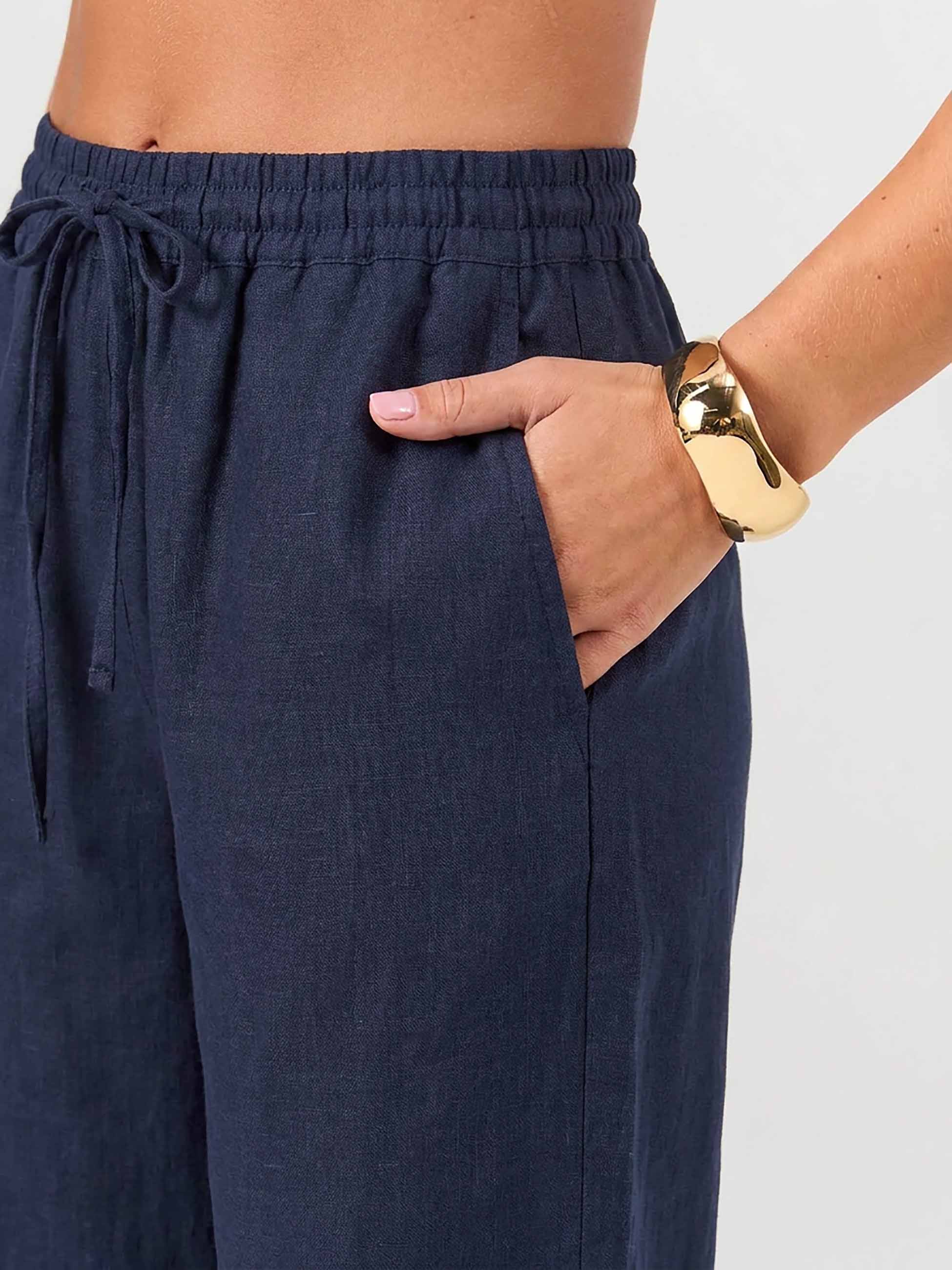 Sasha Linen Pants - Navy - Image 6