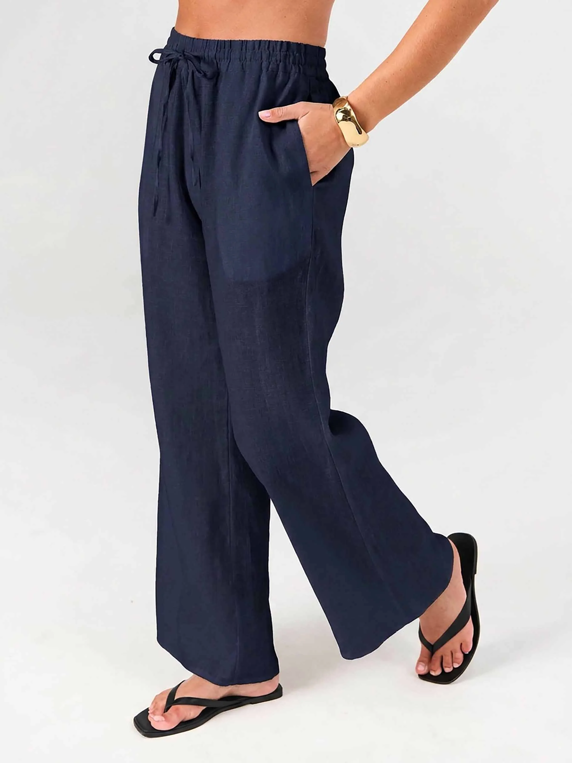 Sasha Linen Pants - Navy - Image 7