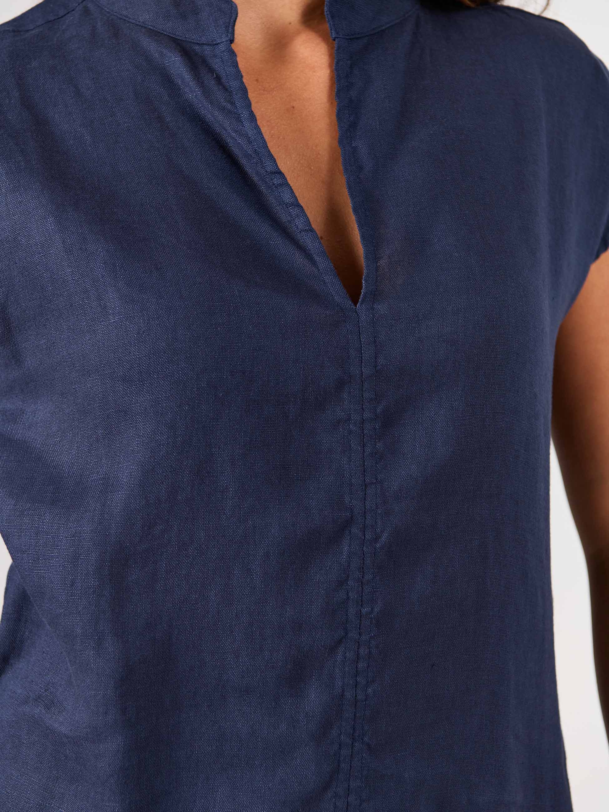 Sophia Linen Tunic - Navy - Image 6