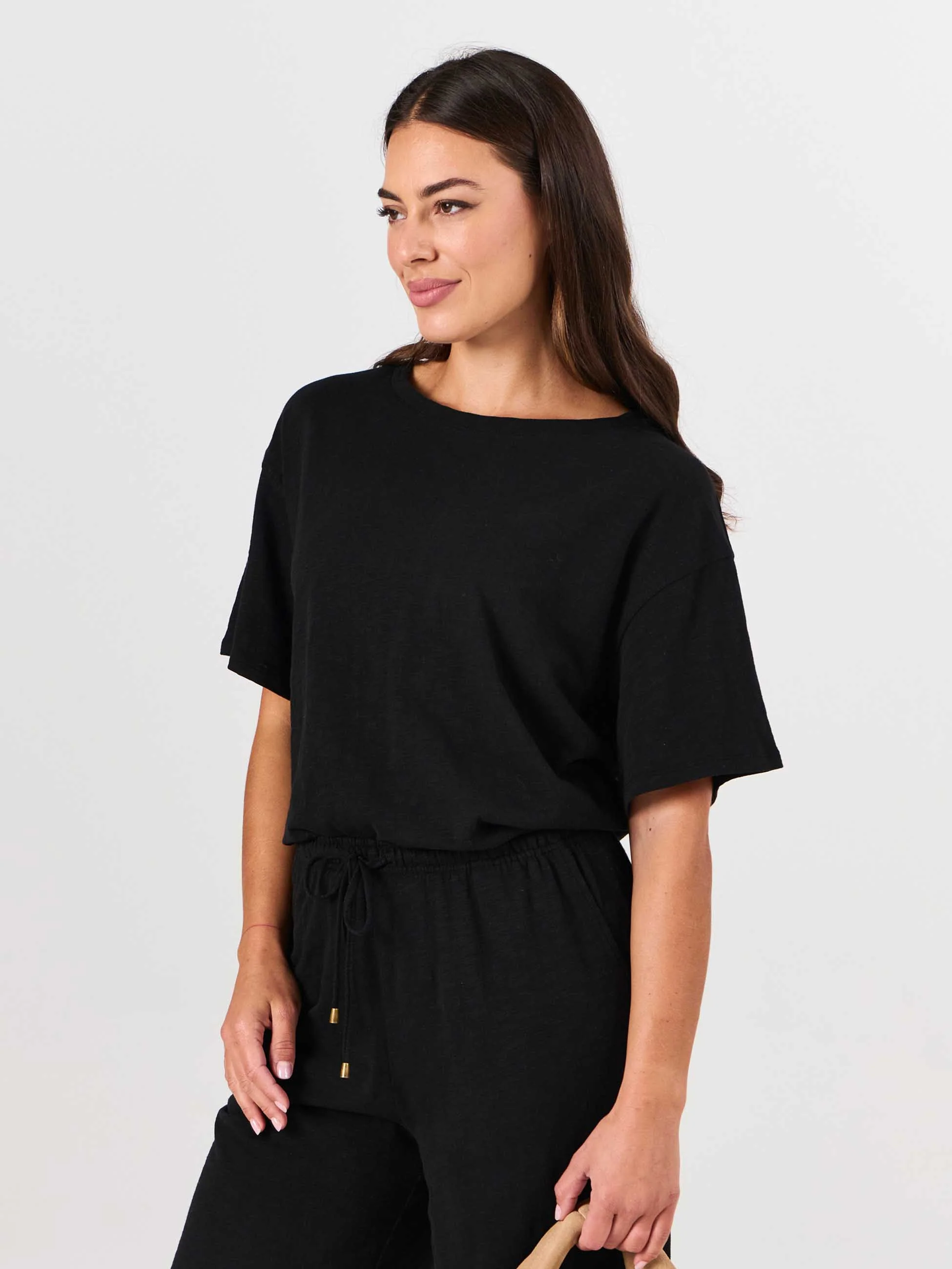 Textured Slub Eden Tee - Black - Image 2