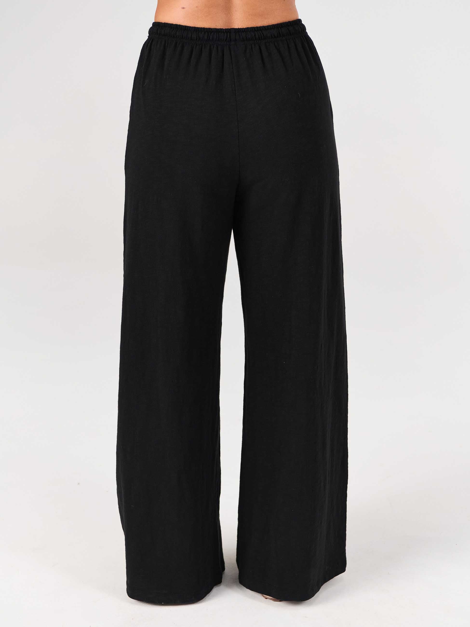 Textured Slub Lounge Pant - Black - Image 5