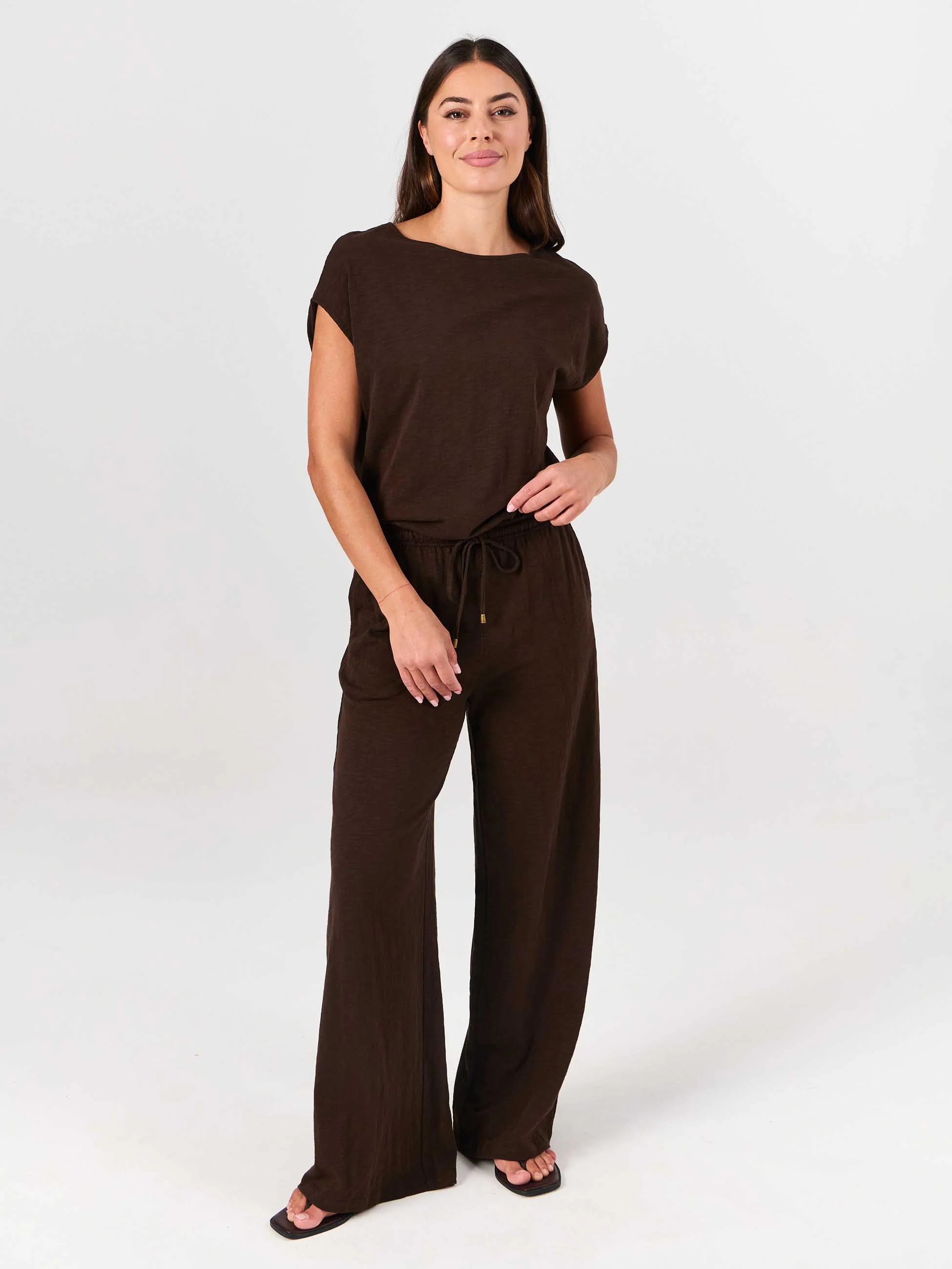 Textured Slub Luxe Layer Tee - Coffee Bean - Image 3