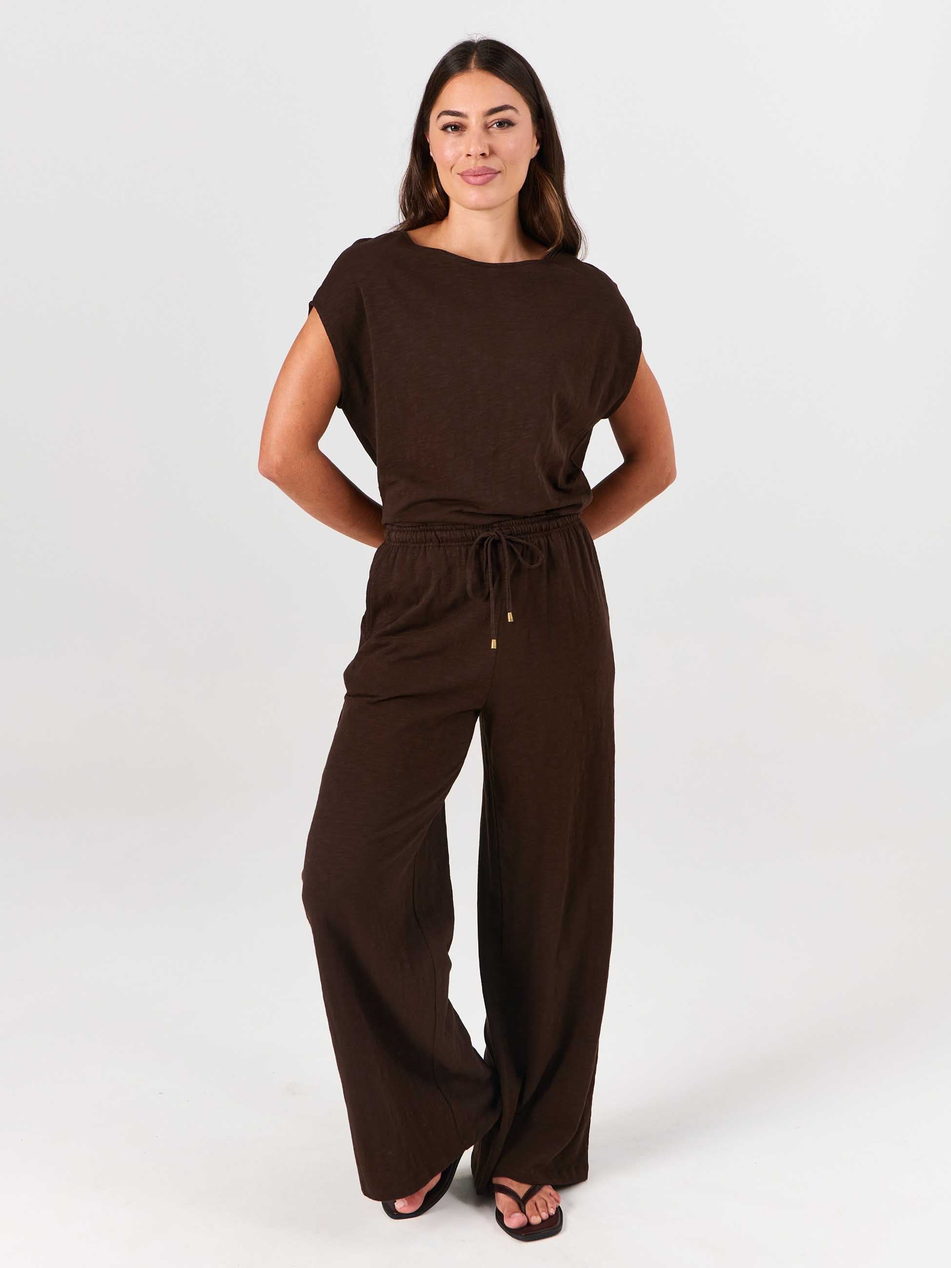 Textured Slub Luxe Layer Tee - Coffee Bean - Image 4