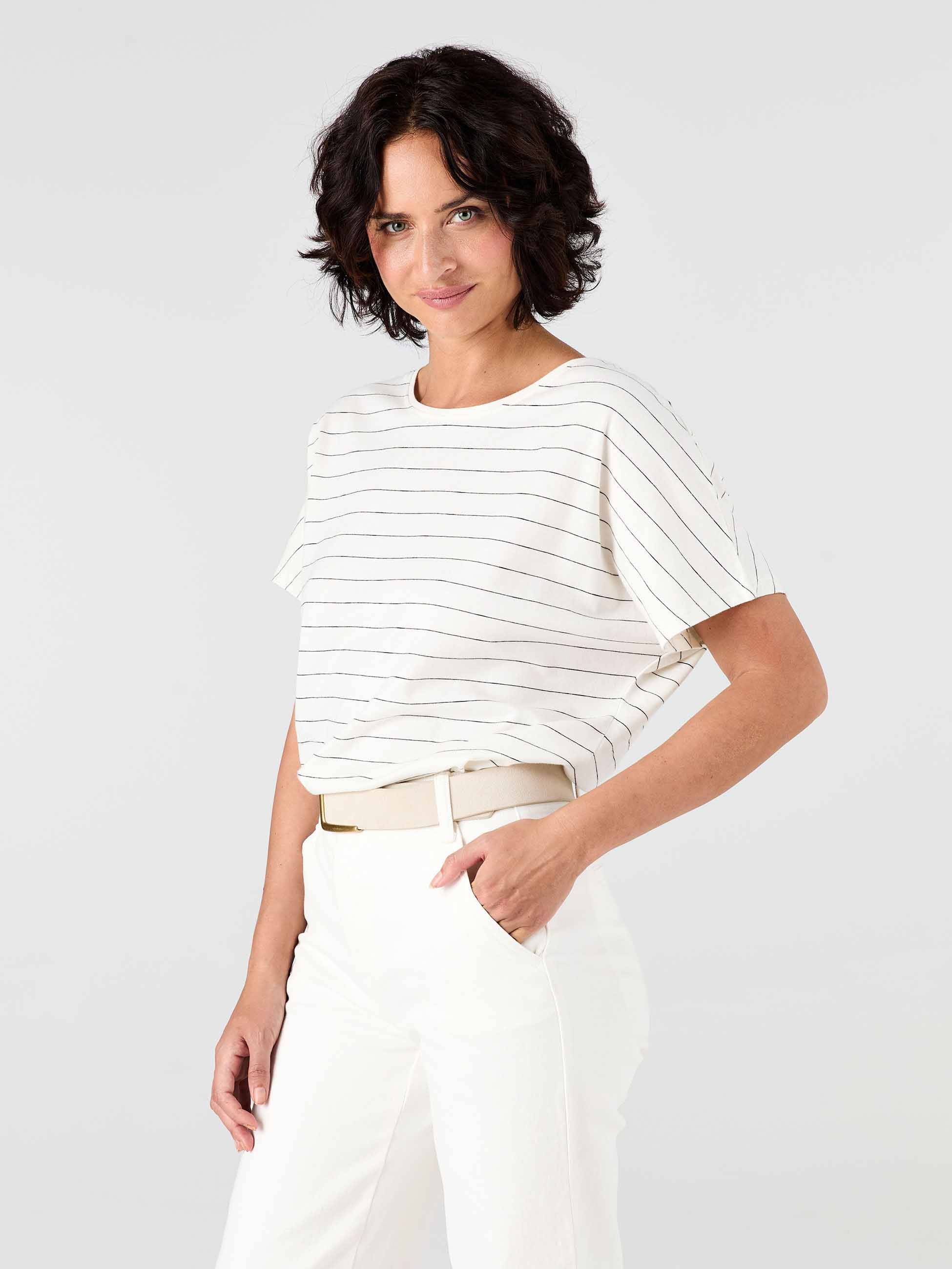 Yarn Dye Stripe Tee - Black & White Stripe - Image 4